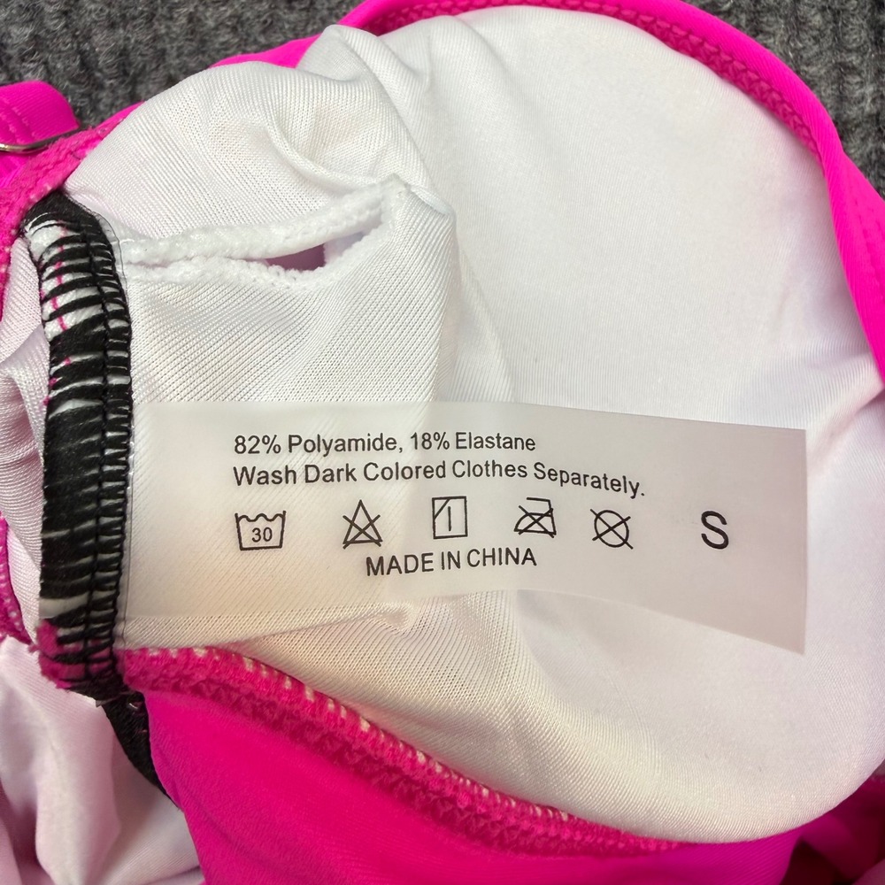 Womens S Colorblock Monokini Swimsuit Pink Cutout One Piece Retro NWOT Adustable - Picture 5 of 11
